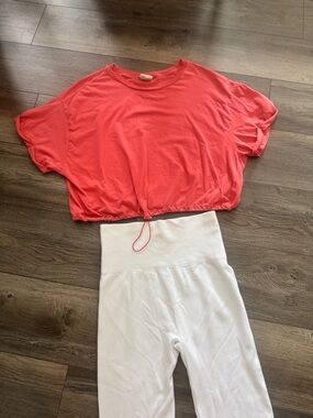 Urban Rebel Coral Pink Drawstring Crop Top 3X Plus Size Boxy Streetwear